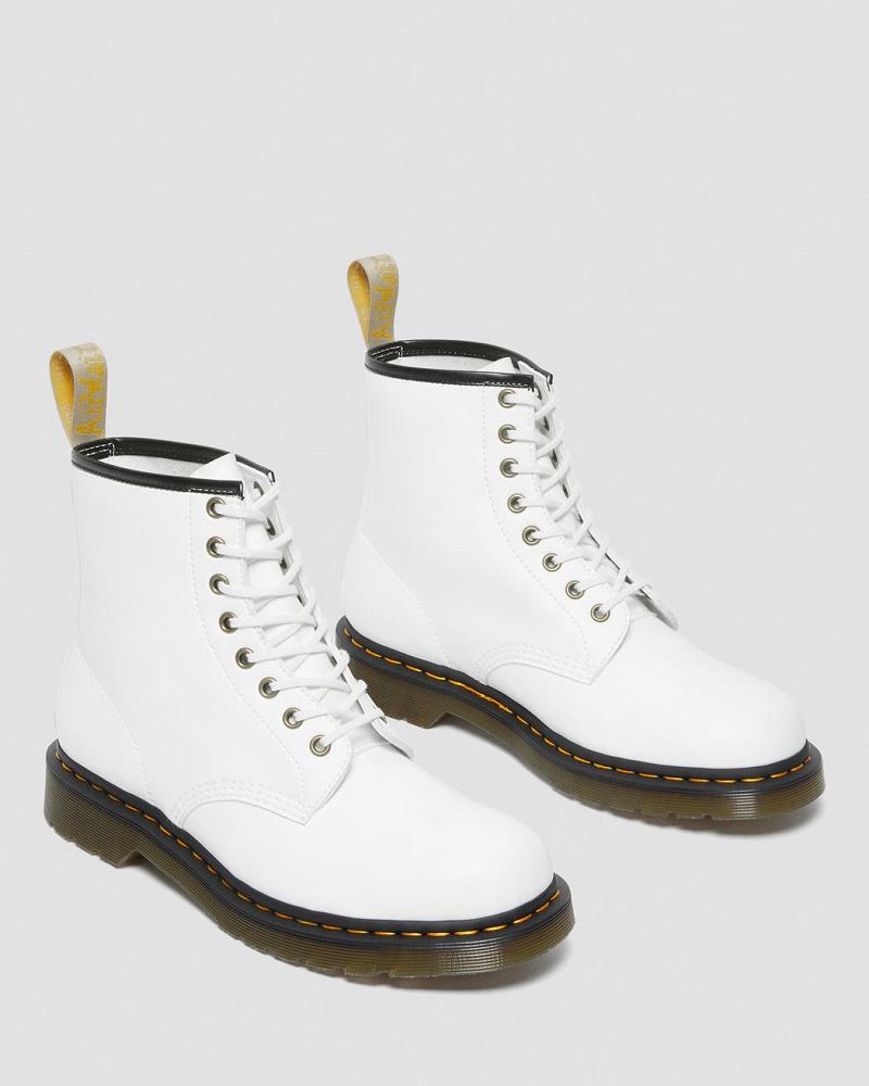 White Men's Dr Martens Vegan 1460 Kemble Lace Up Boots | CA 546DFM